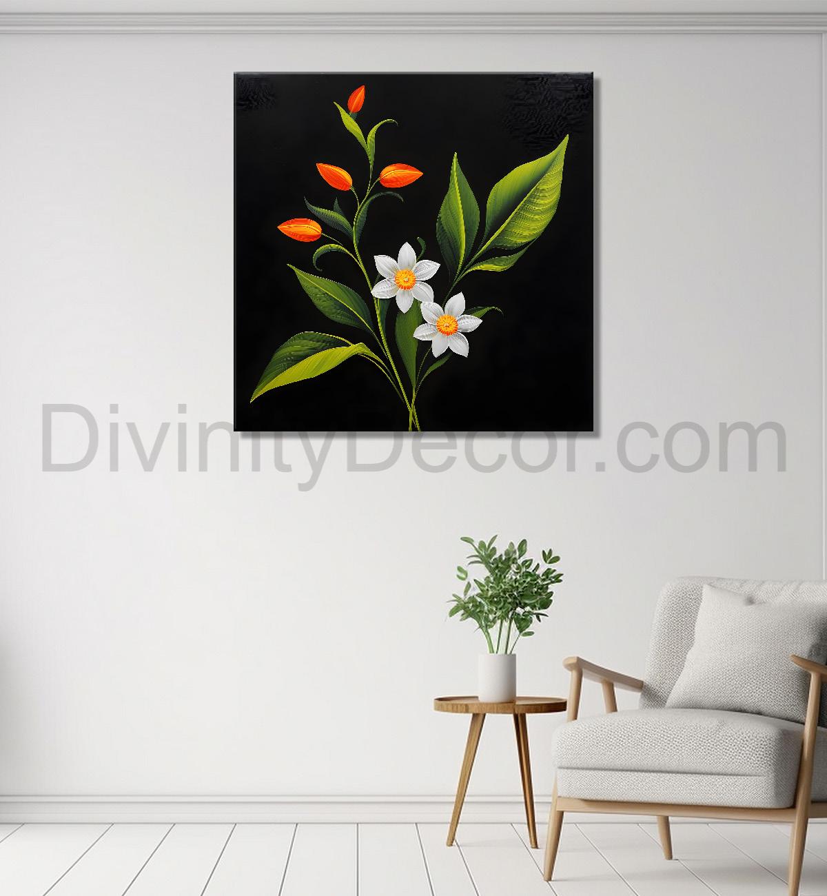 White flowers in black background - Flower-S-260