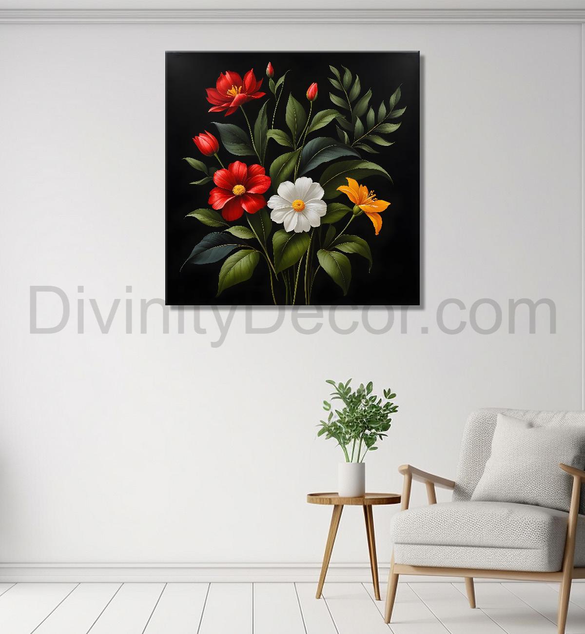 Colourful flowers in black background - Flower-S-262