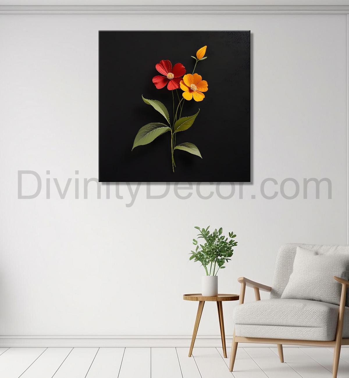 Colourful flowers in black background - Flower-S-263