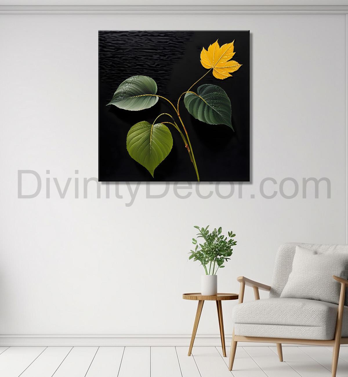 Yellow flowers in black background painting - Flower-S-268