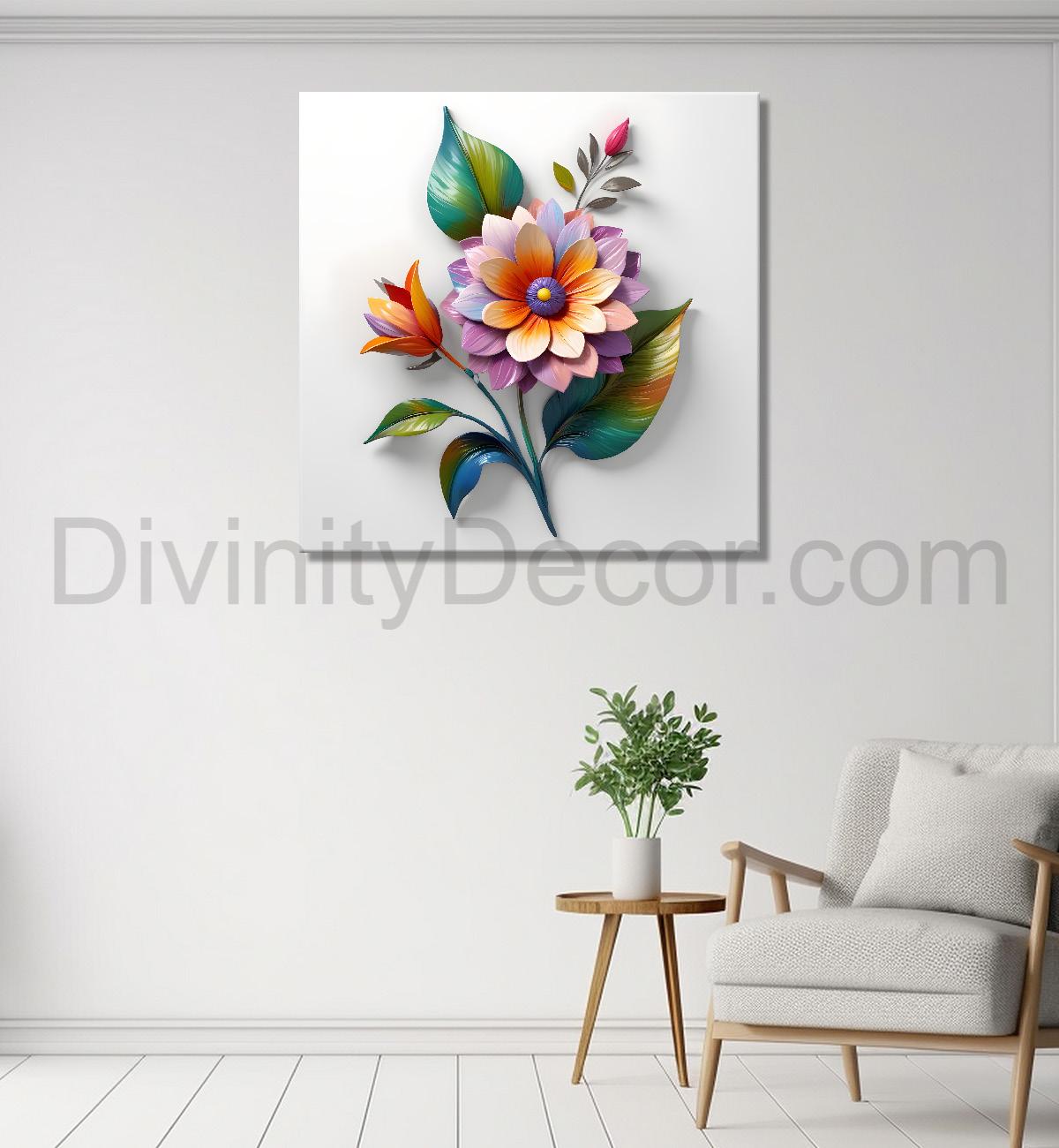 Colourful flower in white background painting - Flower-S-287