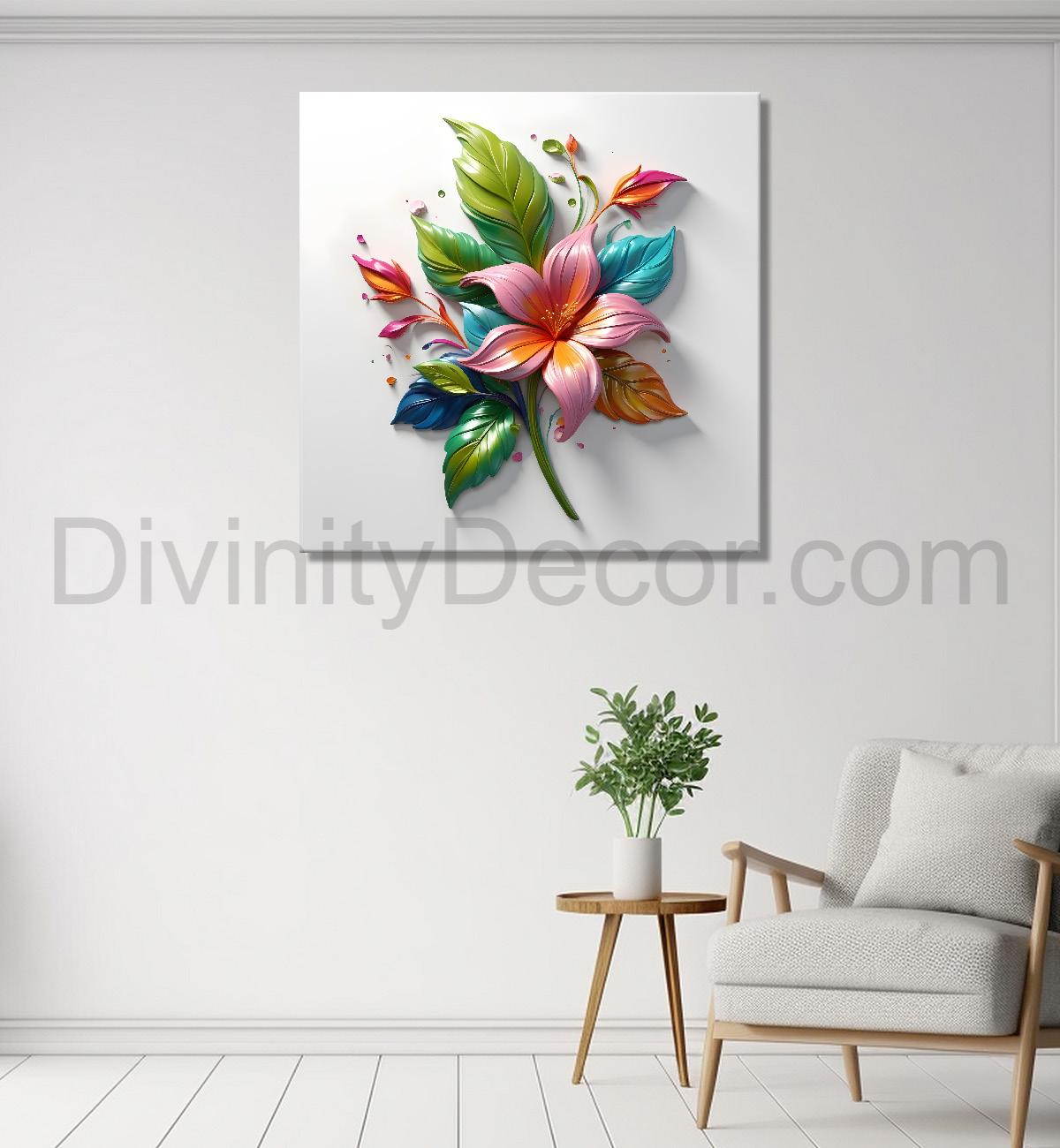 Colourful flower in white background painting - Flower-S-288