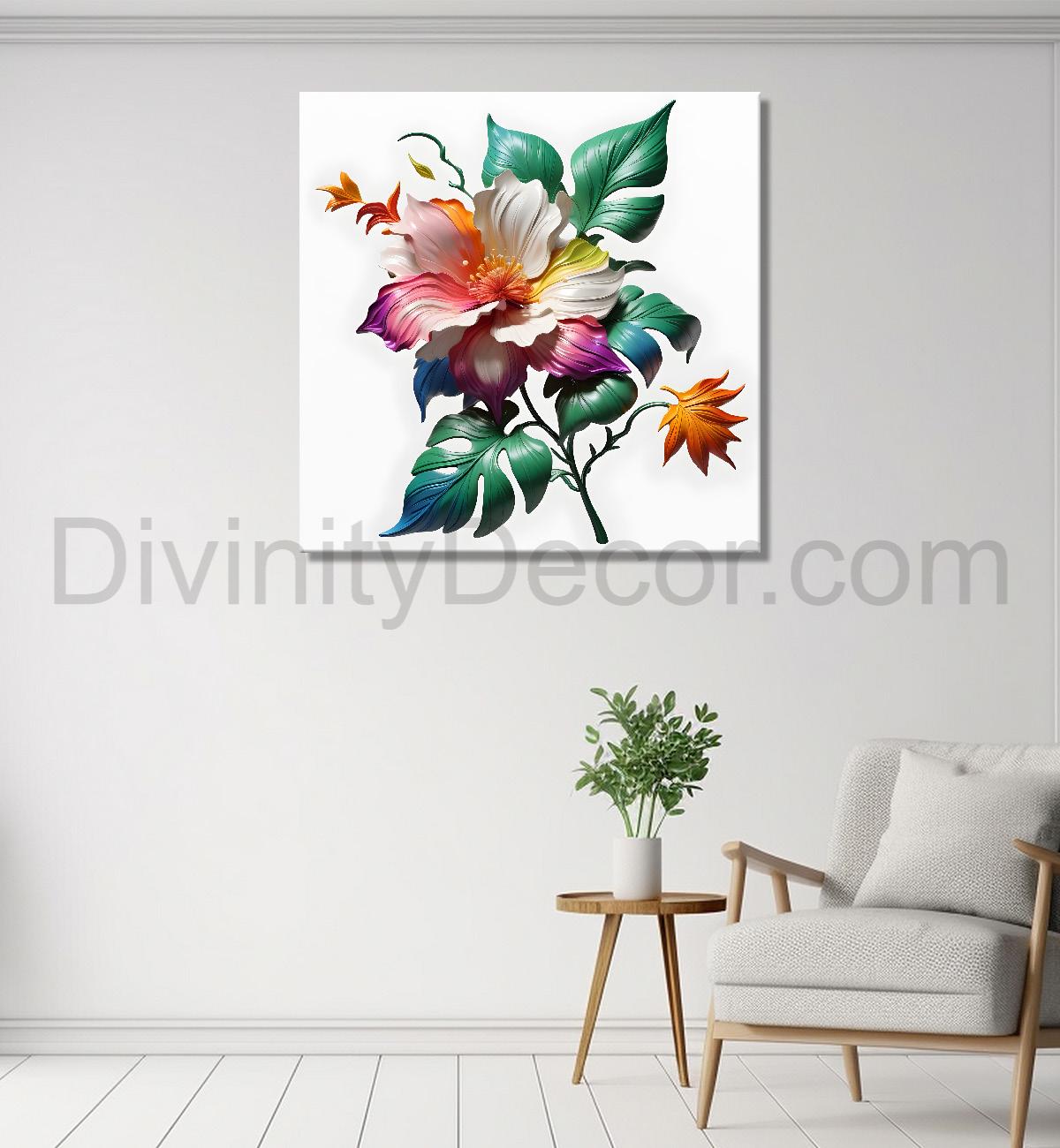 Colourful flower in white background painting - Flower-S-289