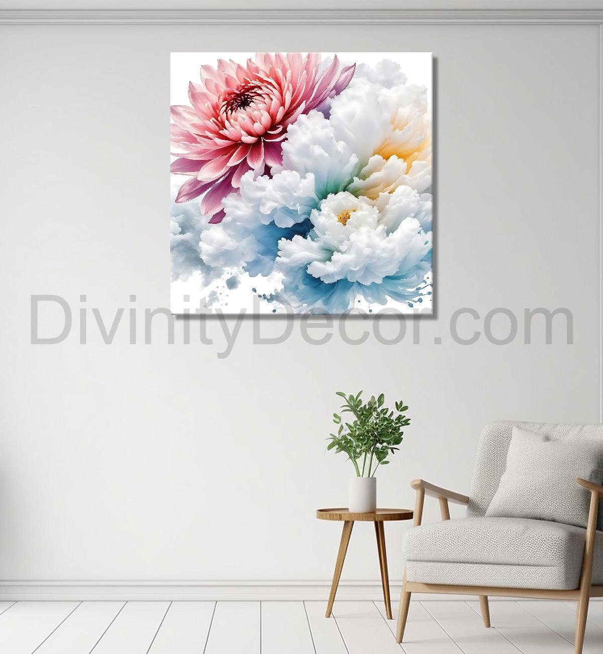 Pink flowers in water colour painting  - Flower-S-322