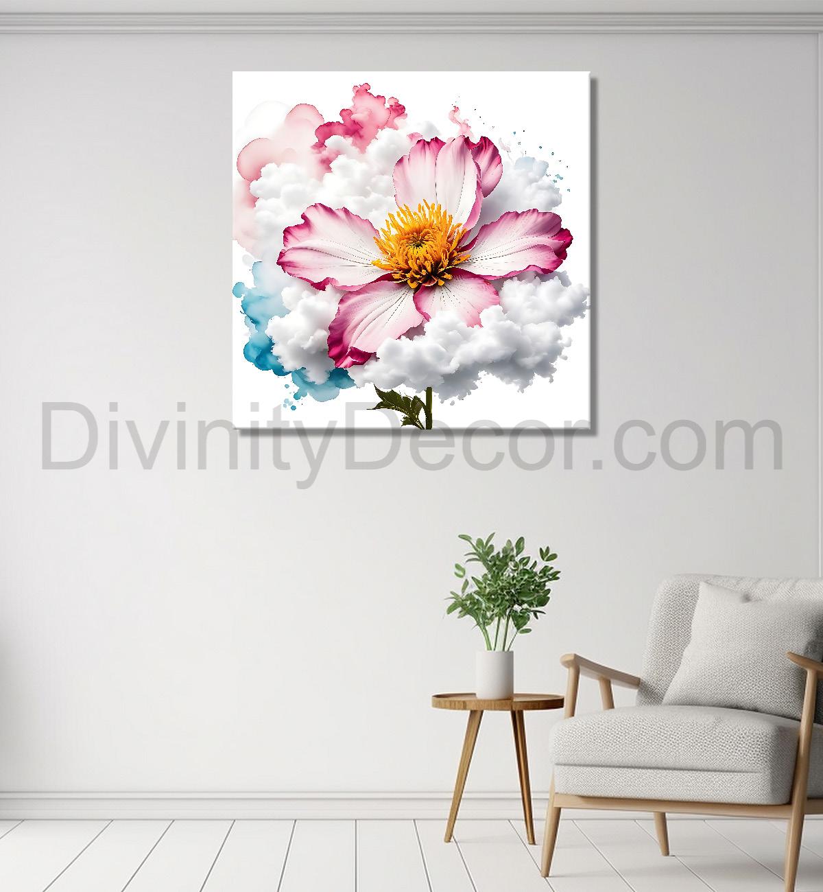 Pink flowers in water colour painting  - Flower-S-323