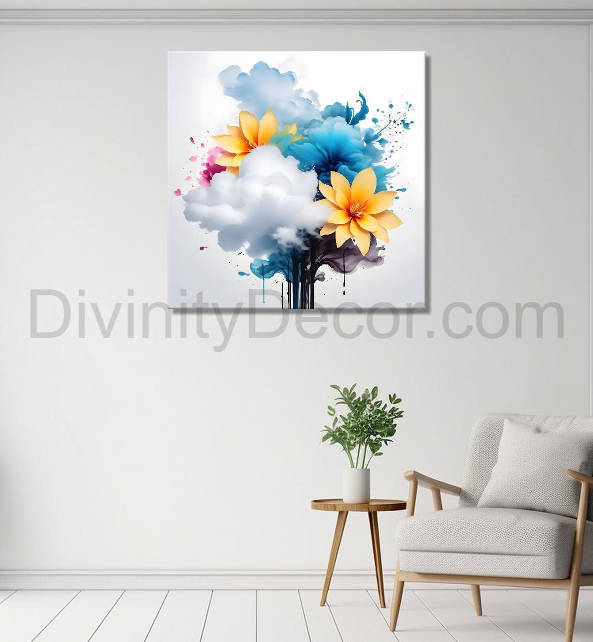 Yellow flowers in water colour painting  - Flower-S-325