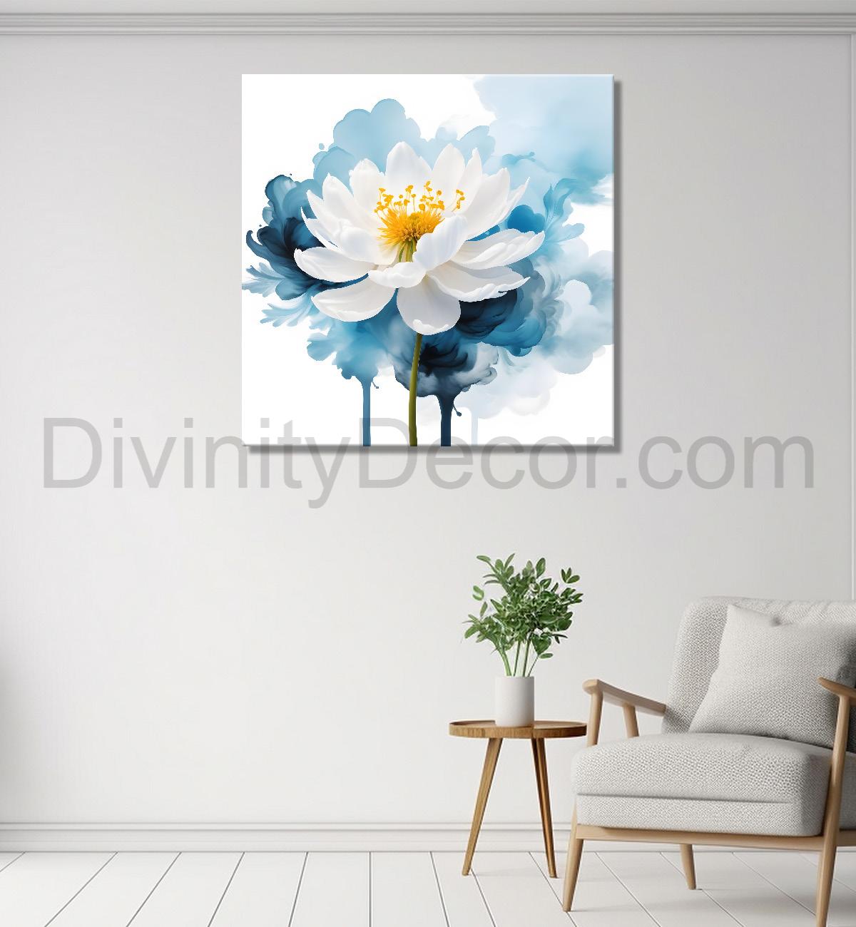 White flowers in water colour painting  - Flower-S-326