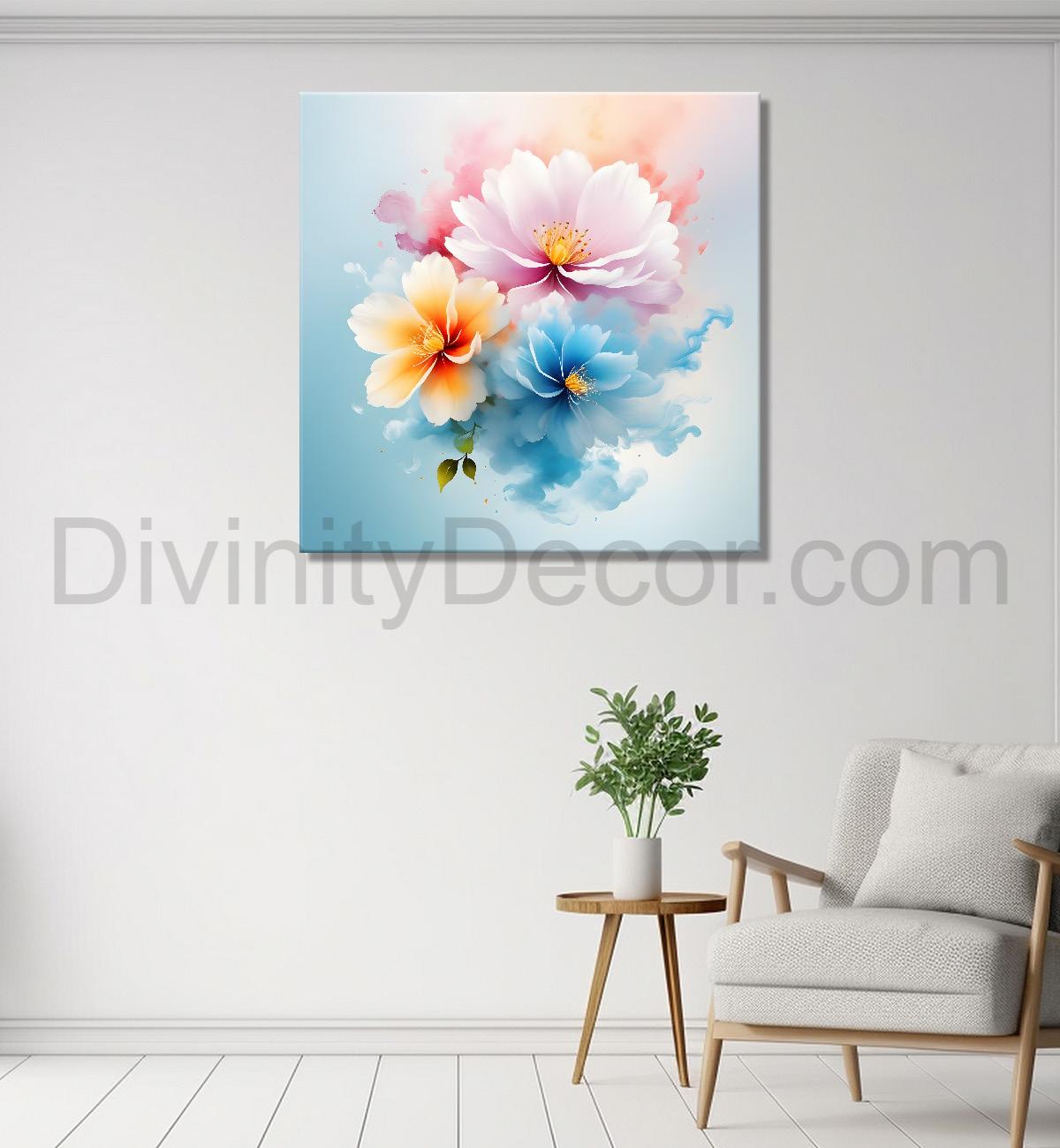 Colourful flowers in water colour painting  - Flower-S-328