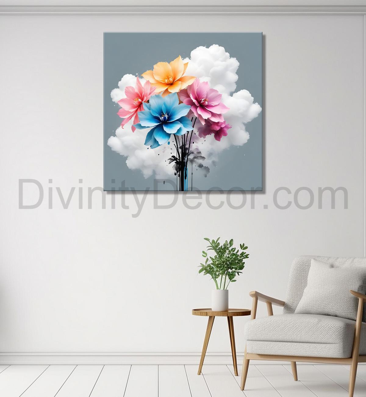 Colourful flowers in water colour painting  - Flower-S-329