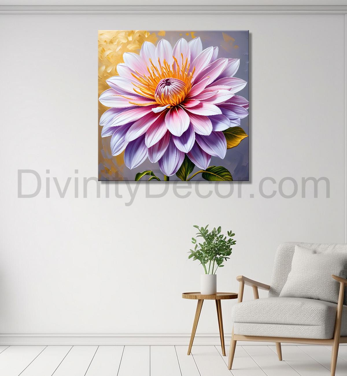 Light pink flowers in grey textured painting   Flower-S-355