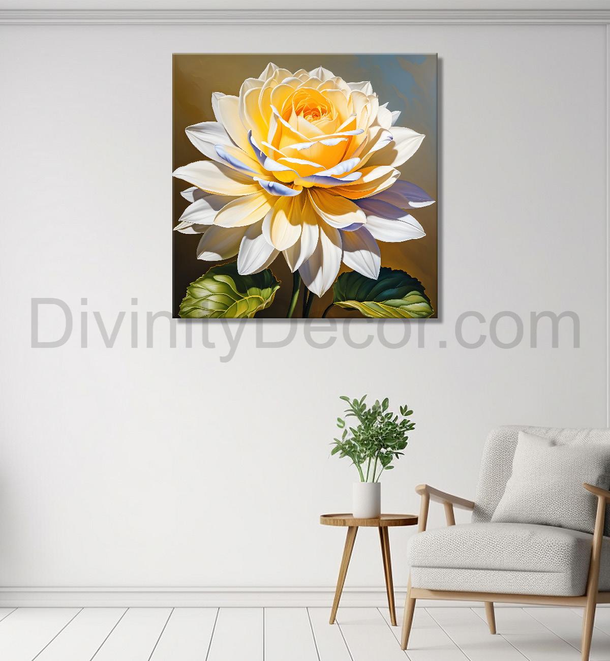 Yellow flower in textured oil painting  Flower-S-358