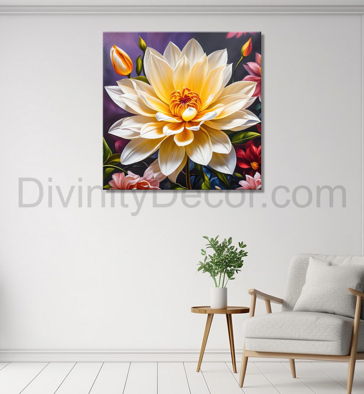 Yellow flower in textured oil painting  Flower-S-360
