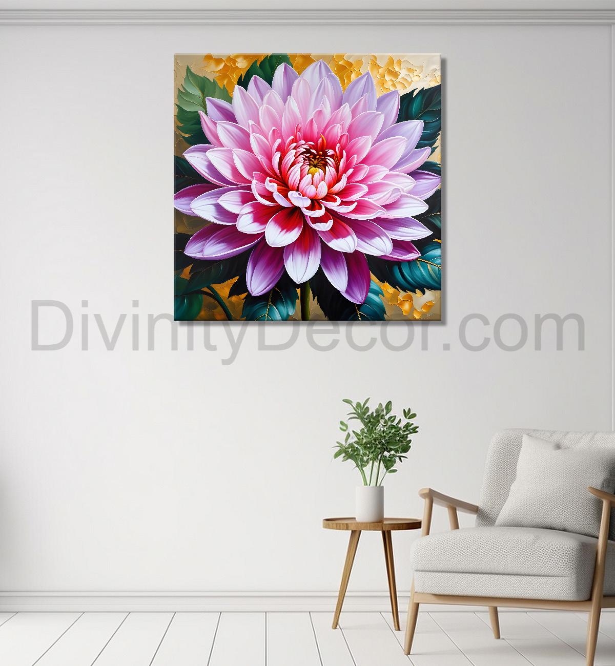 Pink flowers in textured painting    Flower-S-376