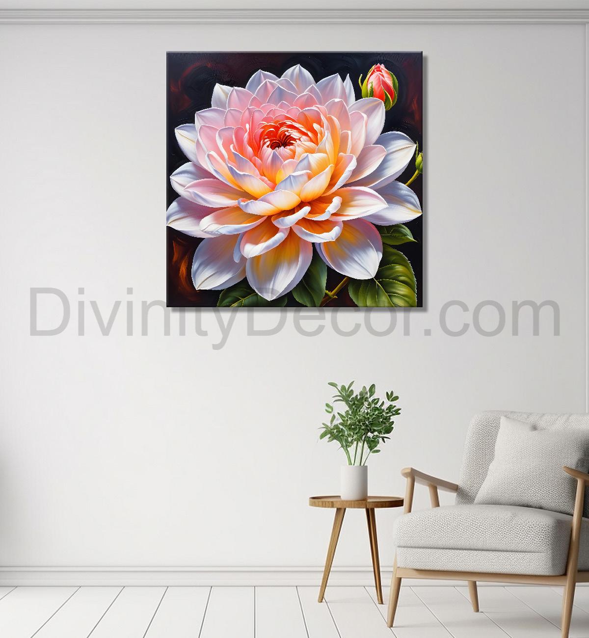 Light pink flowers in textured painting  Flower-S-385