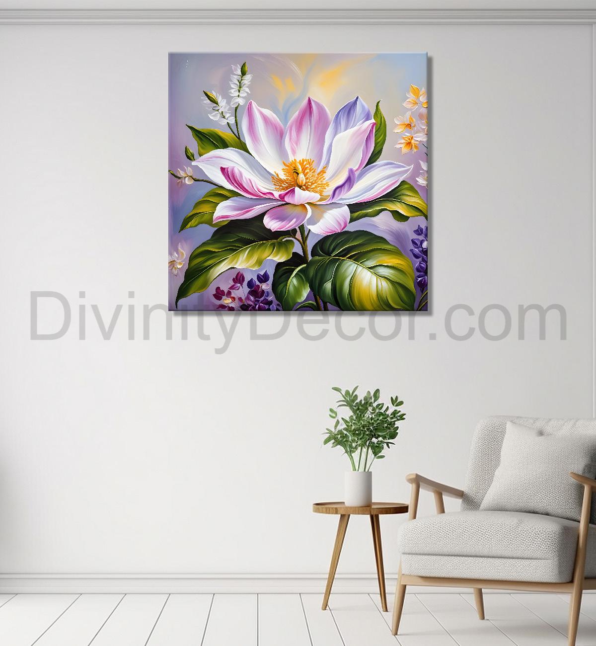 Pink flowers in textured painting  Flower-S-392