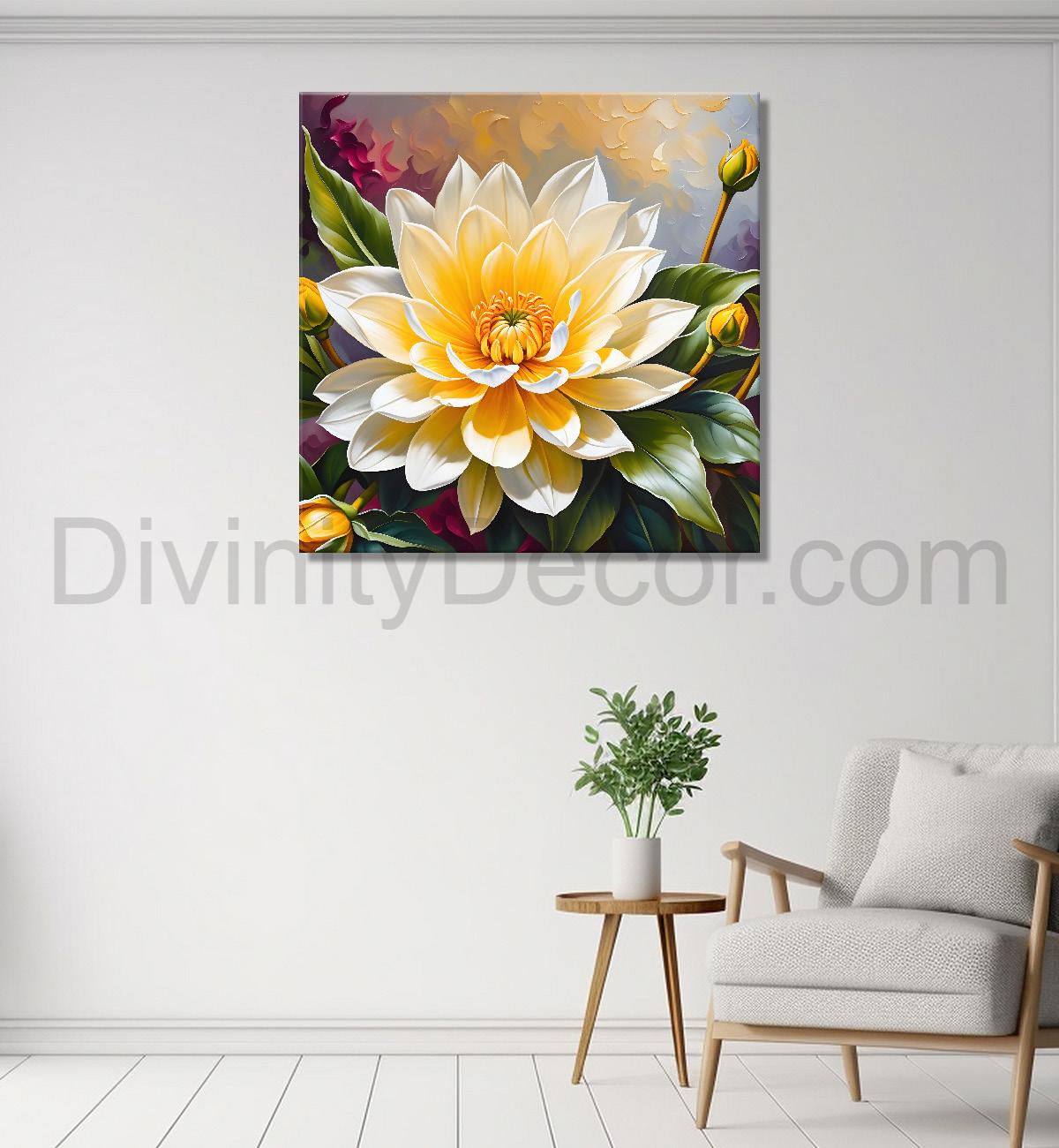 Yellow flowers in textured oil painting  Flower-S-399
