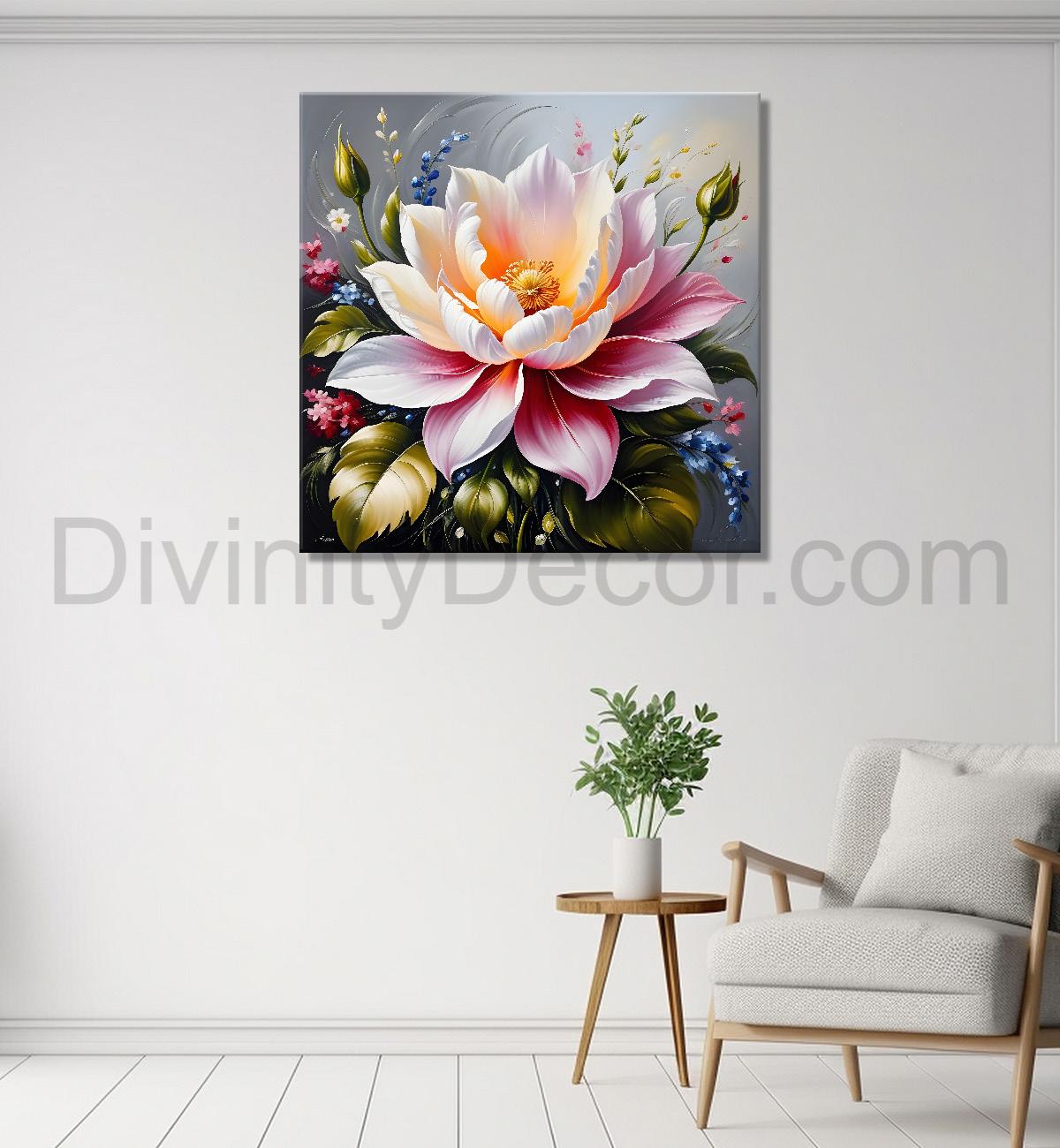 Purple flower in beautiful textured painting - Flower-S-404