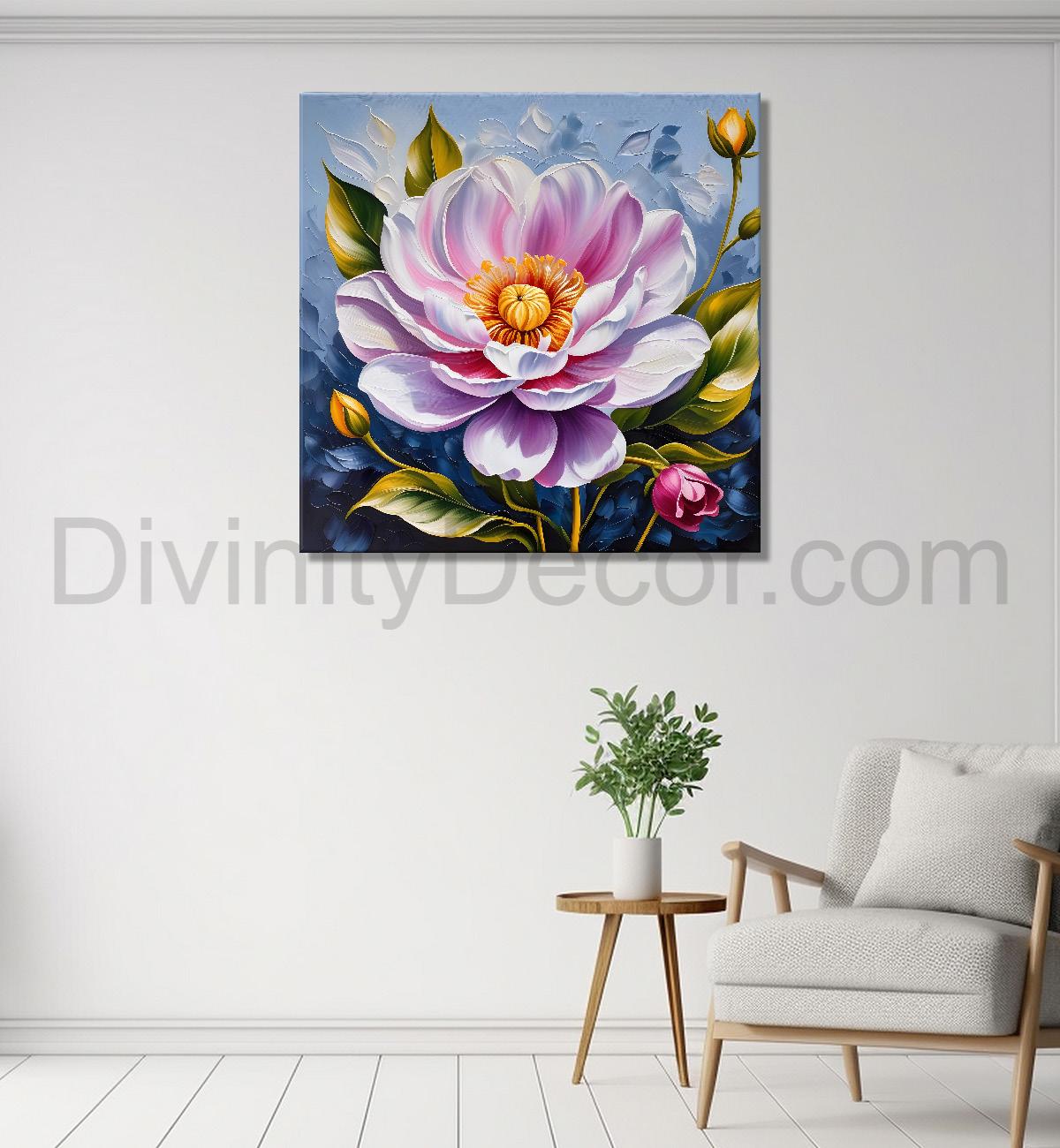 Purple flower in beautiful textured painting - Flower-S-405