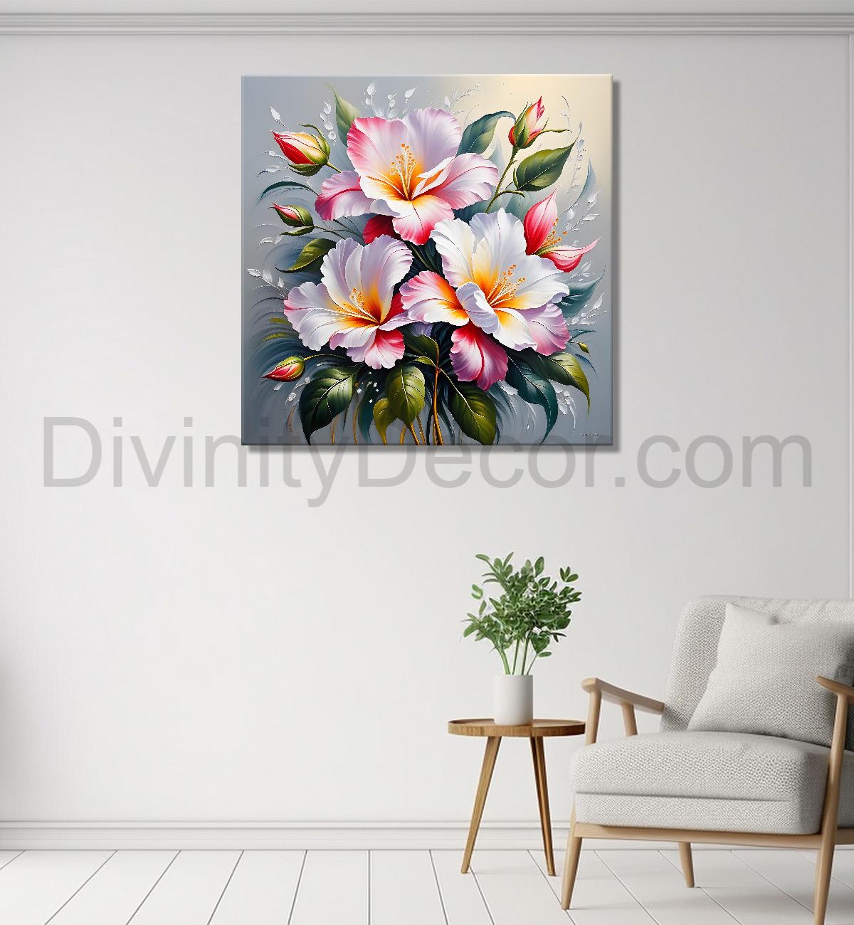 Purple flower in beautiful textured painting - Flower-S-406