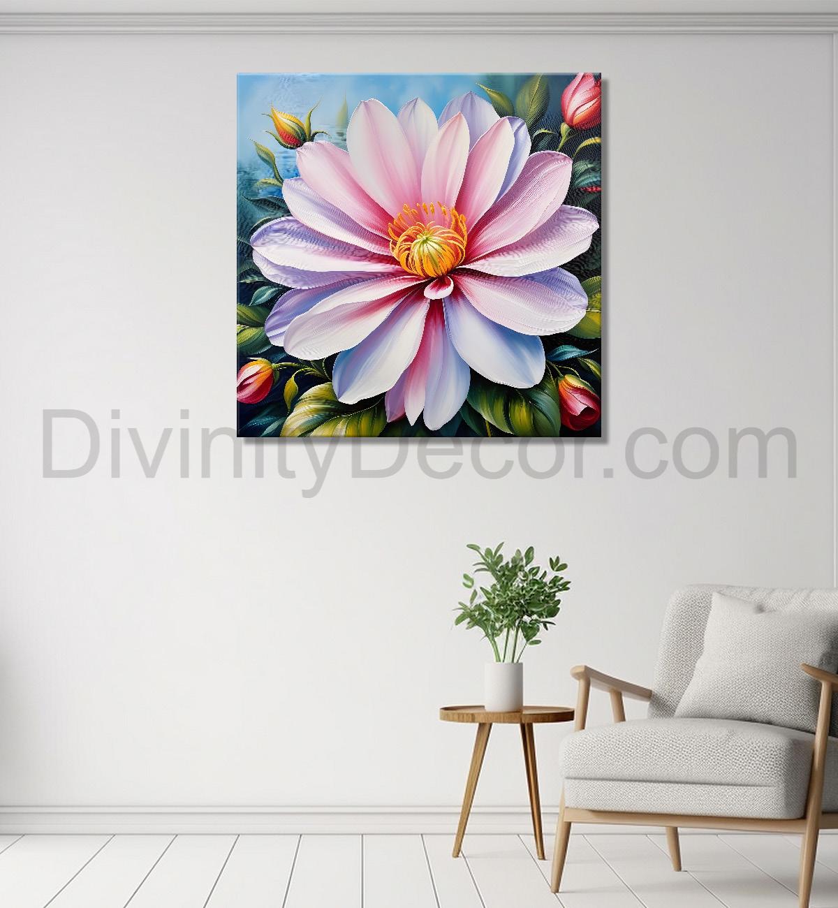 Purple flower in beautiful textured painting - Flower-S-407
