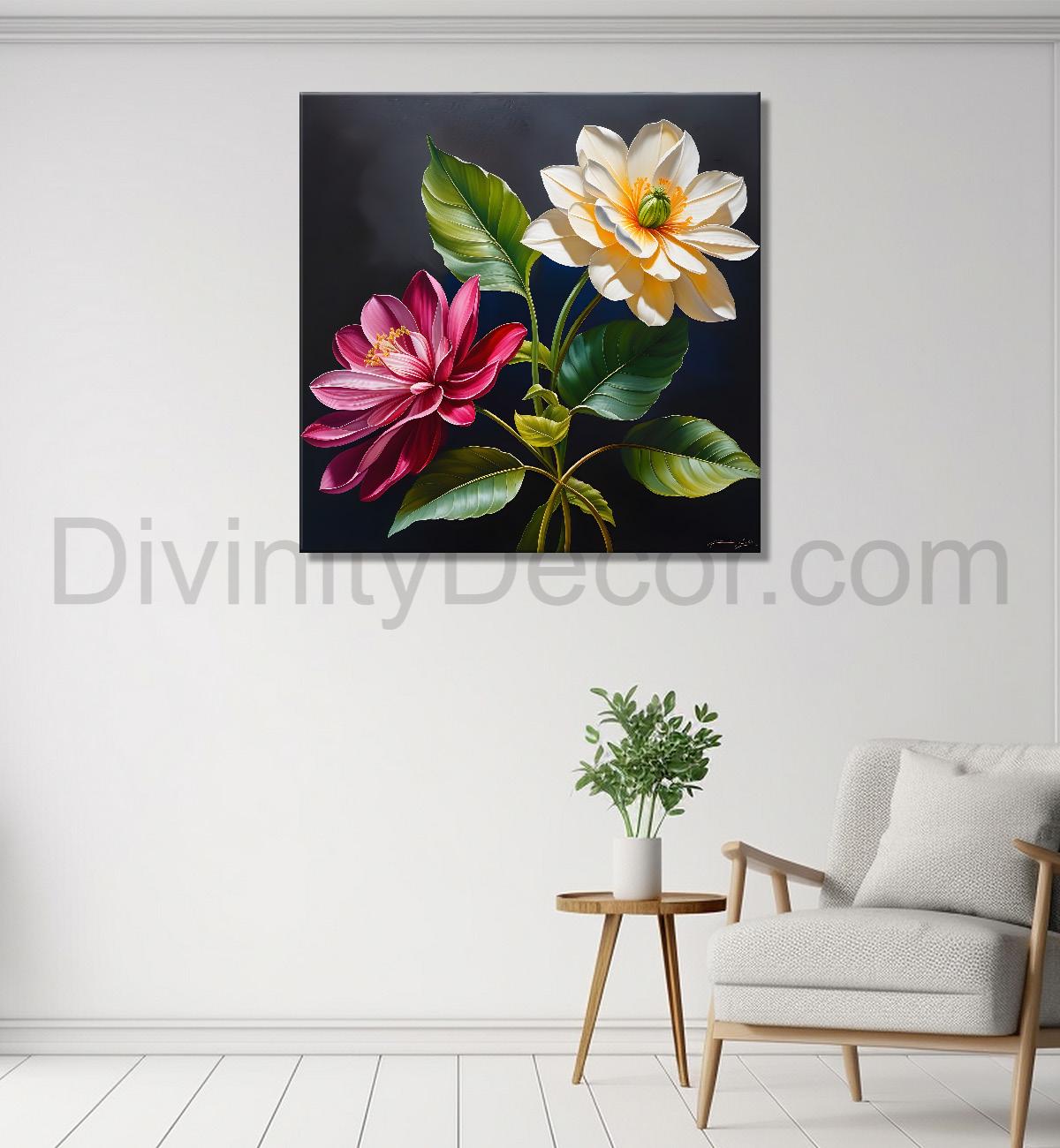 Colourful flowers in textured oil painting - Flower-S-415