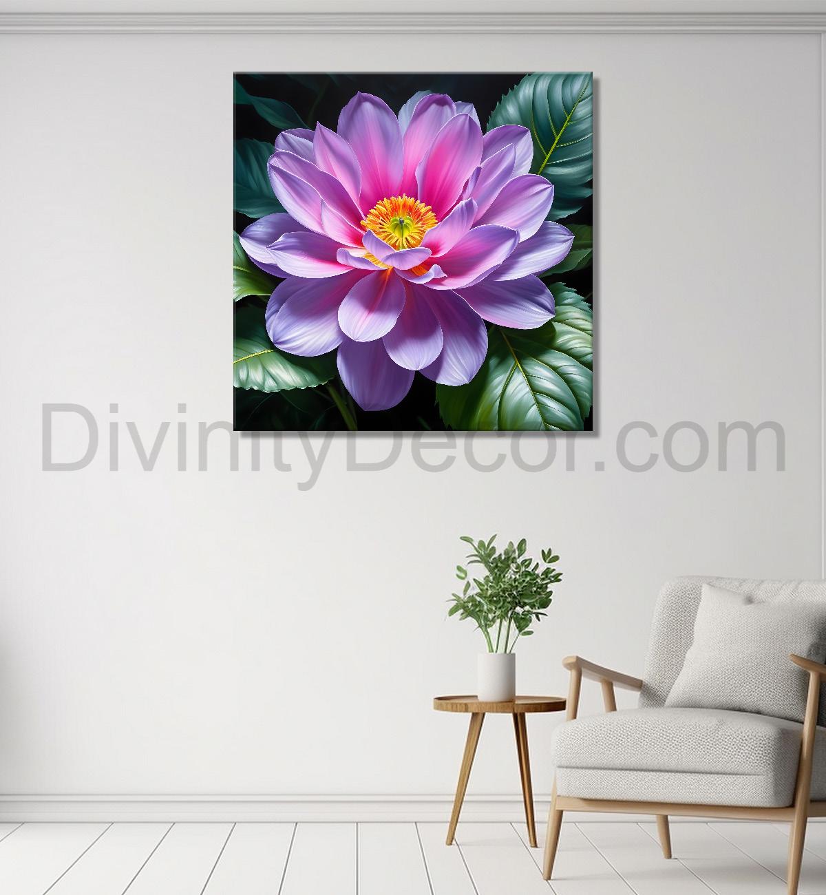 Purple flower in beautiful textured painting - Flower-S-425