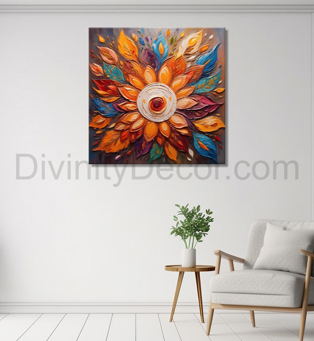 Brown flowers in textured oil painting Flower-S-585